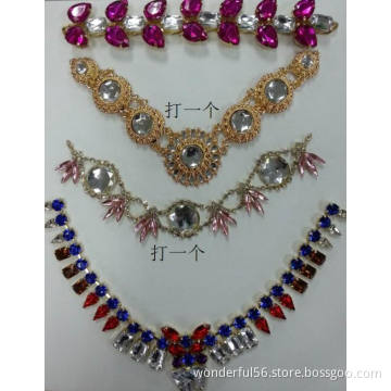 long crystal multi row chain drop bridal wedding diamante jewelry set